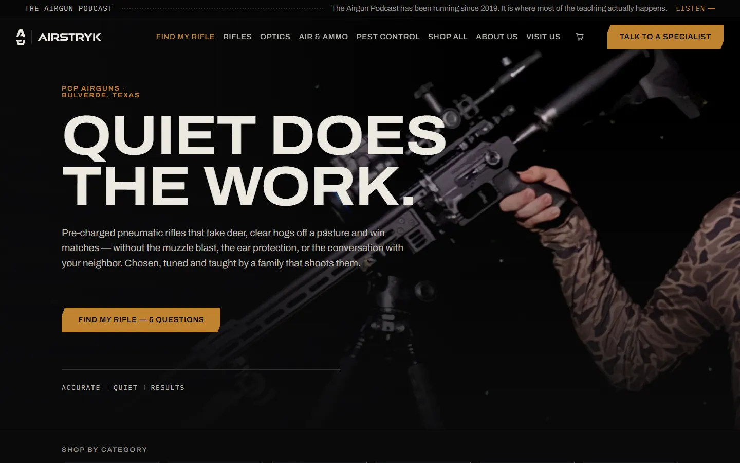 The AirStryk Industries homepage, designed and built by Genie BI Web Studio